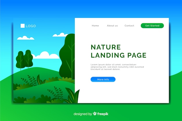 Free vector landing page with nature concept