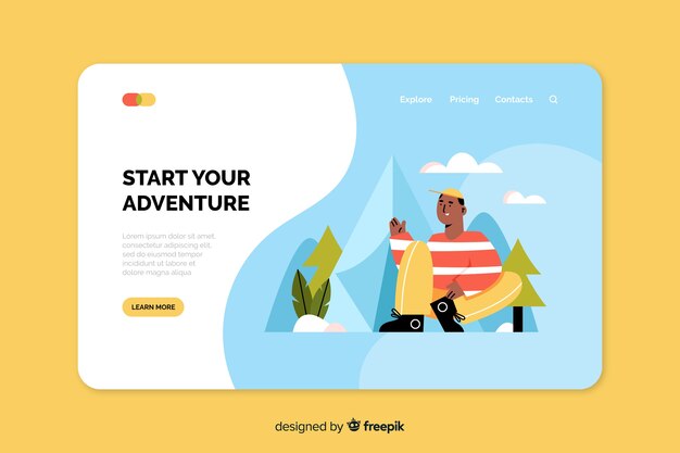 Landing page with outdoor activities concept