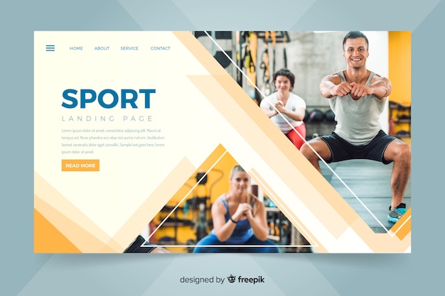 Landing page with people making sport