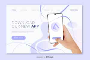 Бесплатное векторное изображение Целевая страница с телефоном в руке фото
