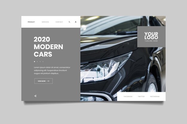 Free vector landing page with photo of black car