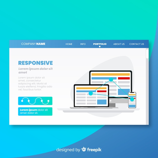 Free vector landing page with responsive concept