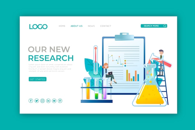 Free vector landing page with scientific research