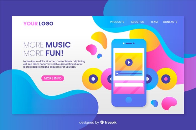 Landing page with smartphone template