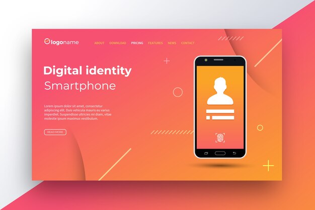 Landing page with smartphone template
