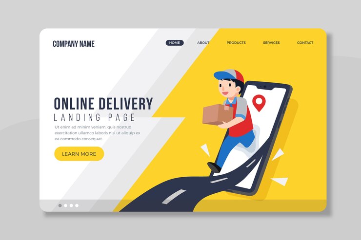 Free Vector landing page with smartphone template