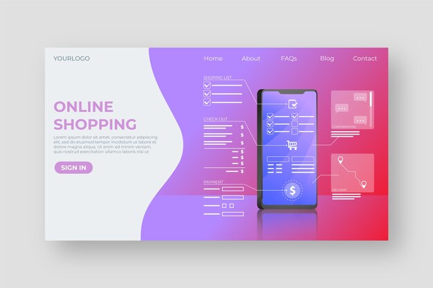 Landing page with smartphone template