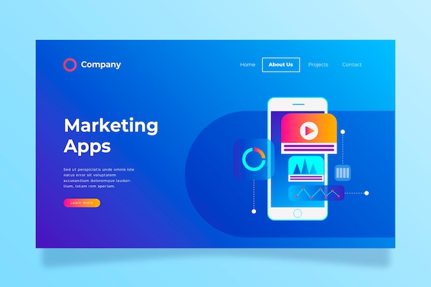 Landing page with smartphone template