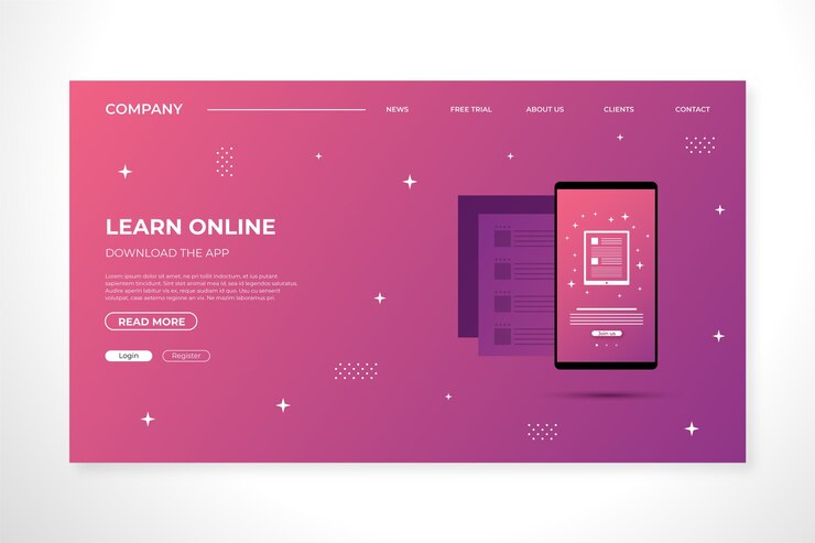 Free Vector landing page with smartphone