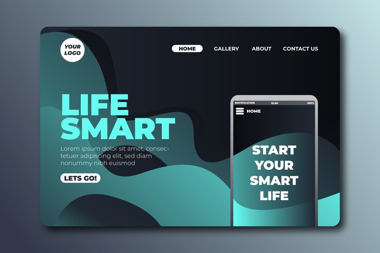 Free Vector landing page with smartphone
