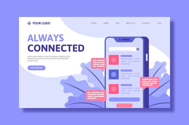 Free Vector landing page with smartphone