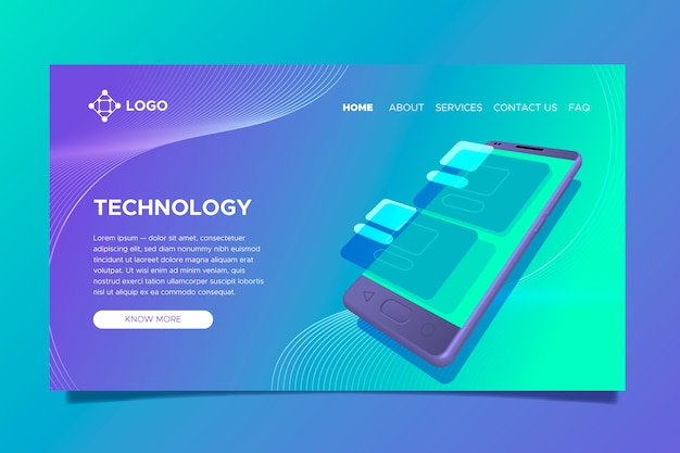 Free vector landing page with smartphone