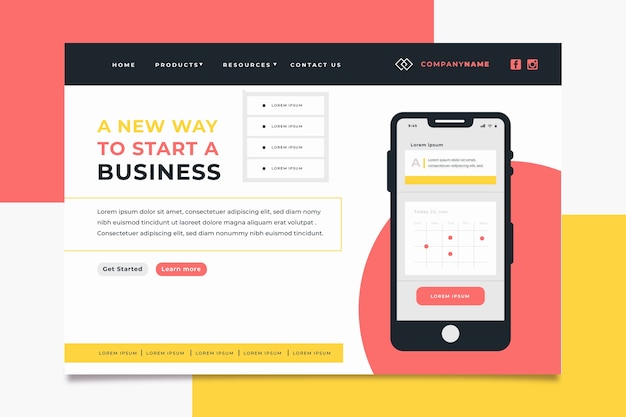 Free vector landing page with smartphone