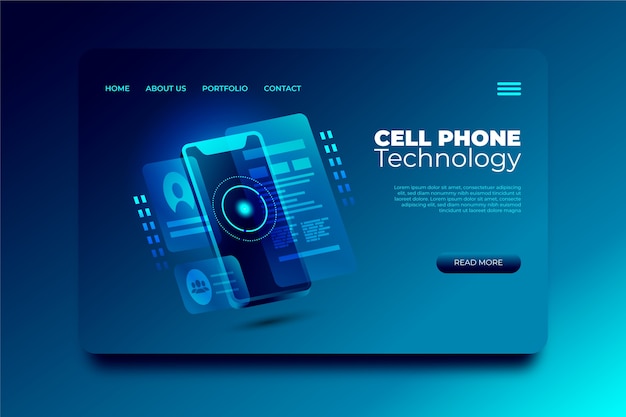 Free vector landing page with smartphone