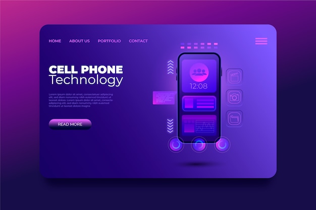 Free vector landing page with smartphone