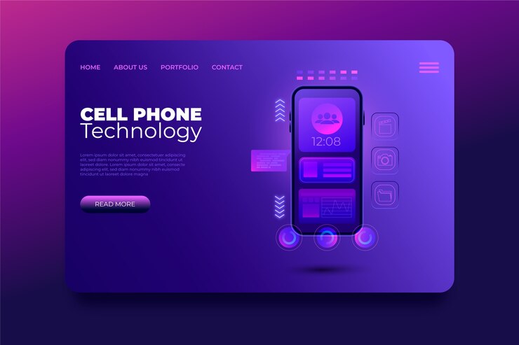 Free Vector landing page with smartphone