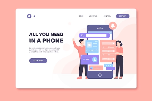 Landing page with smartphone