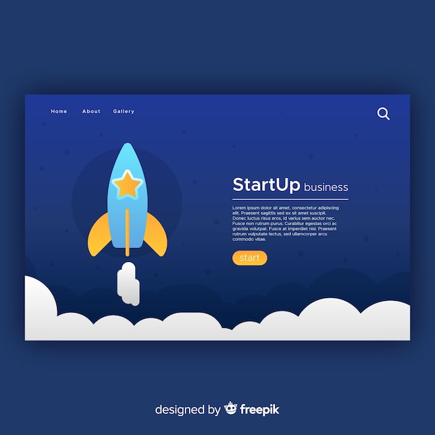 Landing page with startup concept