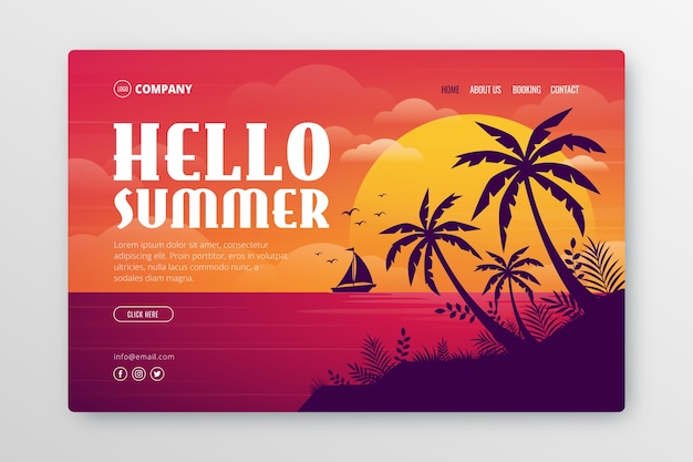 Landing page with summer illustration