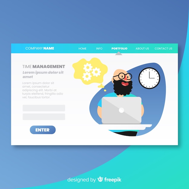 Landing page with time management concept
