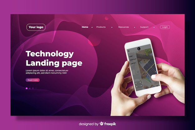 Free vector landing page with with person holding phone