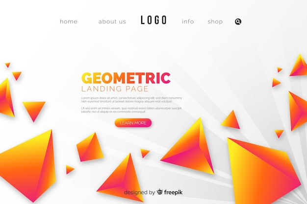 Landing page with yellow pyramids