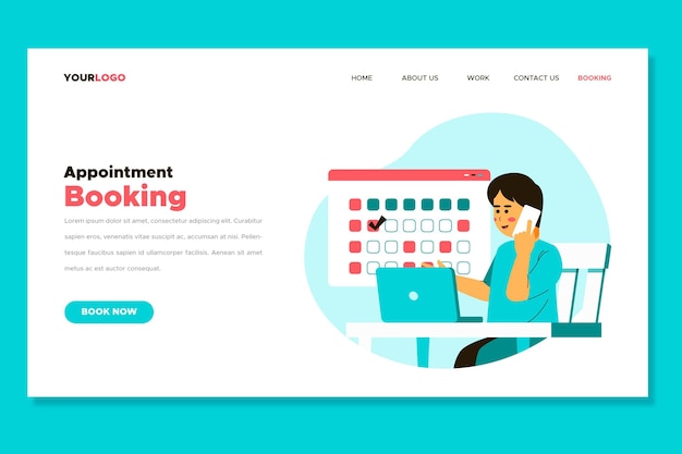 Landing page of woman making appointments