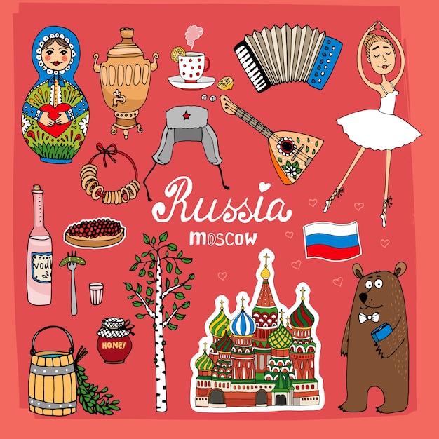 Free vector landmarks of russia set