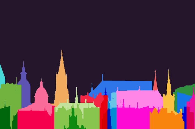 Landmarks skyline colorful design