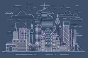 Free vector landmarks skyline outline concept