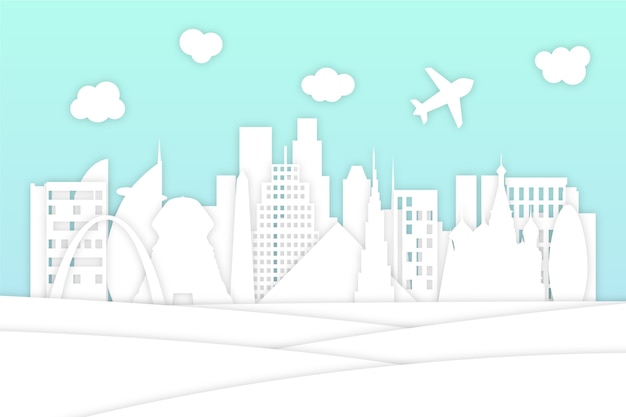 Free vector landmarks skyline in paper style