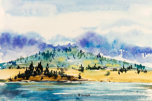 Landscape abstract watercolor background