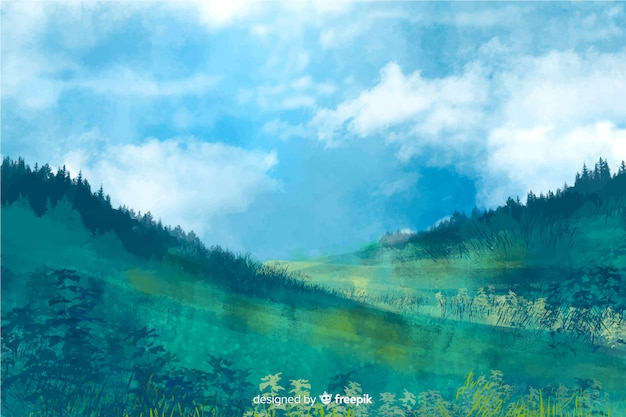 Landscape abstract watercolor background