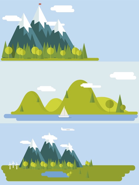 Free vector landscape background collection