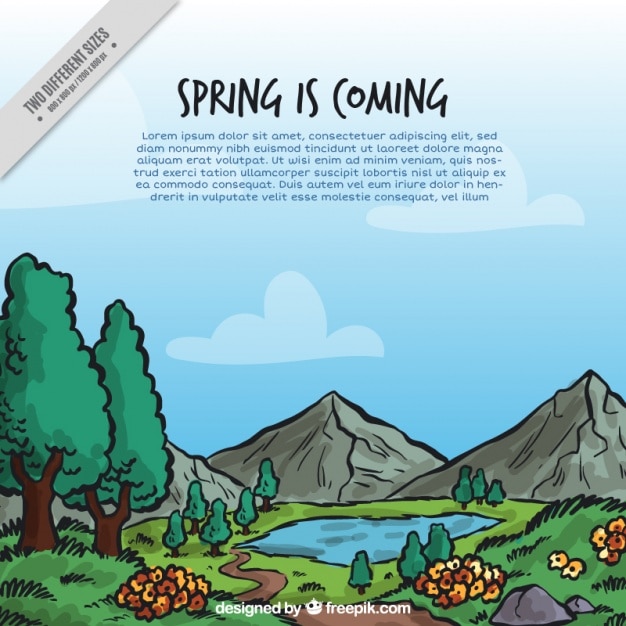 Free Vector landscape background of hand drawn mountains and trees 