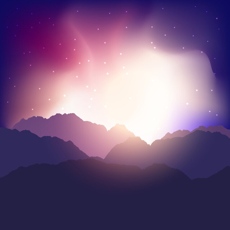 Free Vector landscape background with mountains against a sunset sky