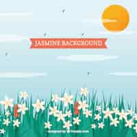 Free vector landscape background with pretty jasmine