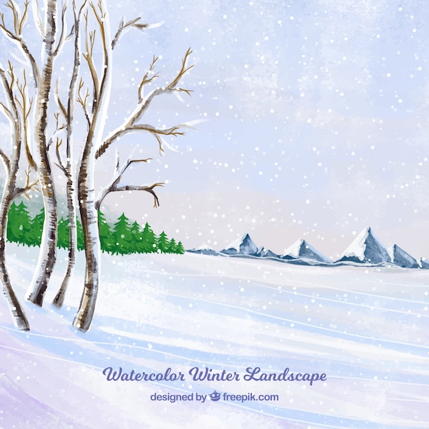 Free vector landscape background with snow