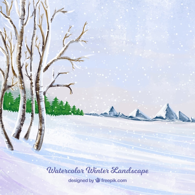 Landscape background with snow