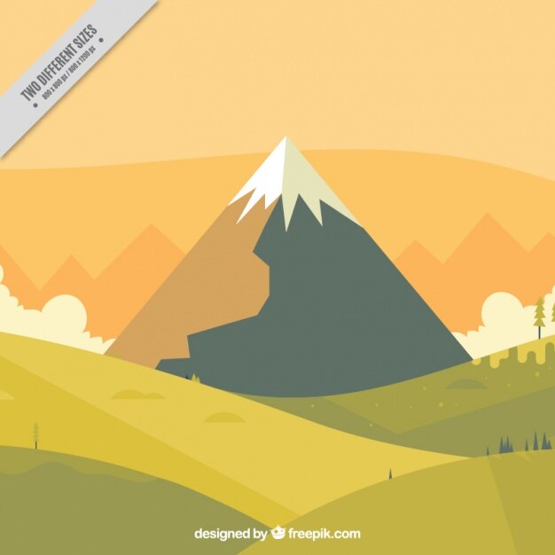 무료 Vector 평면 디자인에 눈 덮인 산 풍경 배경