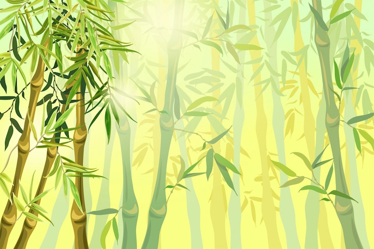 Free Vector landscape of bamboo stems and leaves.