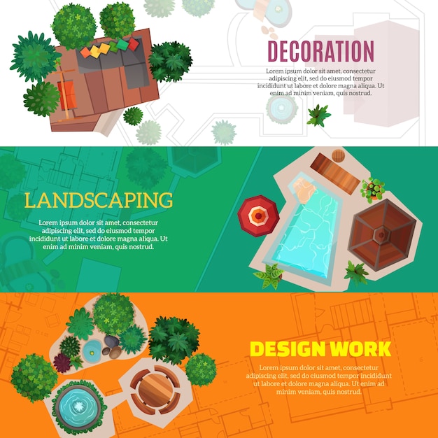 Free vector landscape design horizontal banners