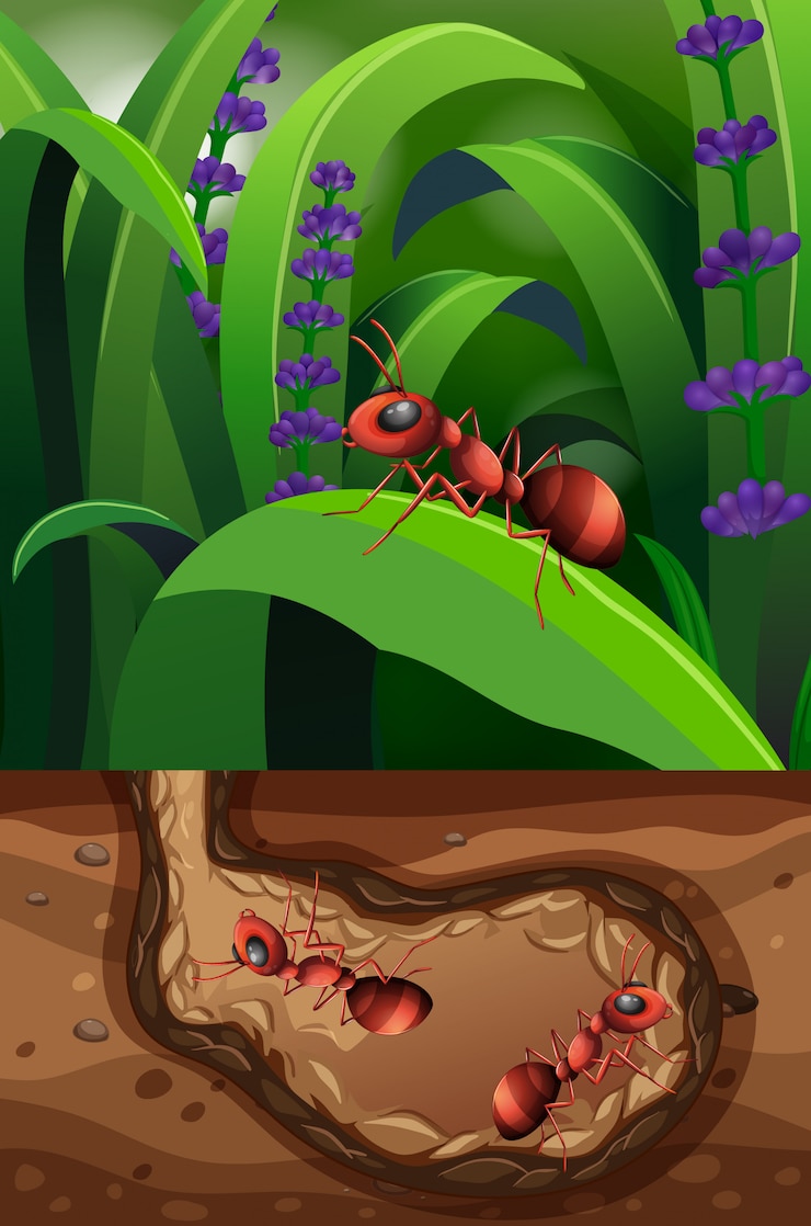 Free Vector landscape design with lives underground
