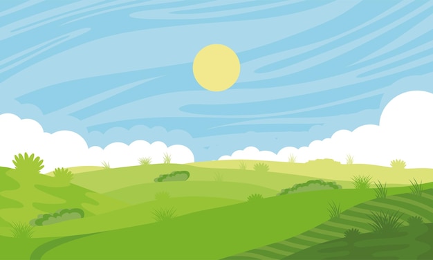 Free vector landscape field and sky
