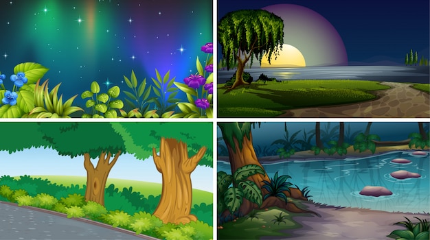 Free vector landscape nature scenes