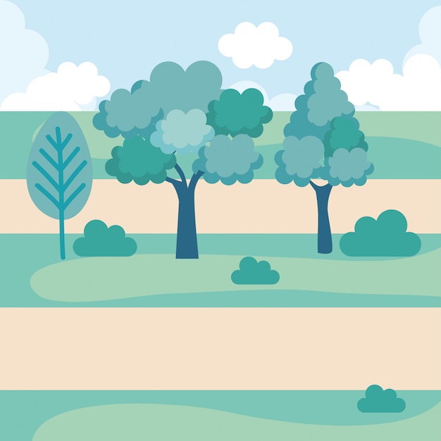 Landscape park scene icon