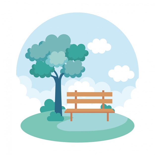 Landscape park scene icon