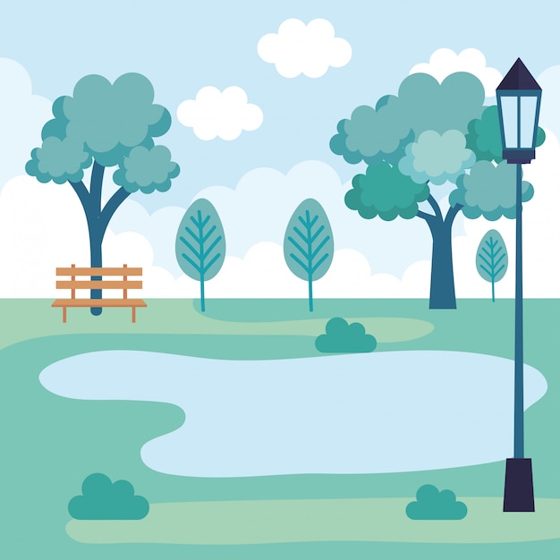 Landscape park scene icon