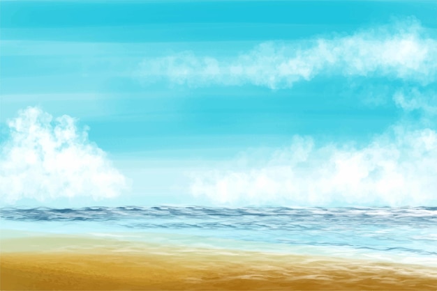 Бесплатное векторное изображение Пейзаж на берегу моря летний отдых фон