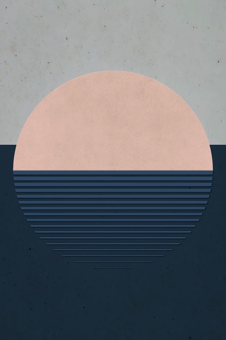 Free Vector landscape sun vector retro color minimal poster style